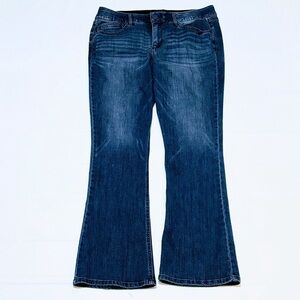 Democracy “Ab” solution Flared Jeans, Size 14, Blue Denim